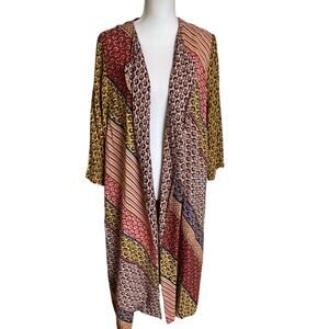 Cabi Poet Kimono Duster Jacket  5664Size Large Yellow Gold Patchwork Floral Boho